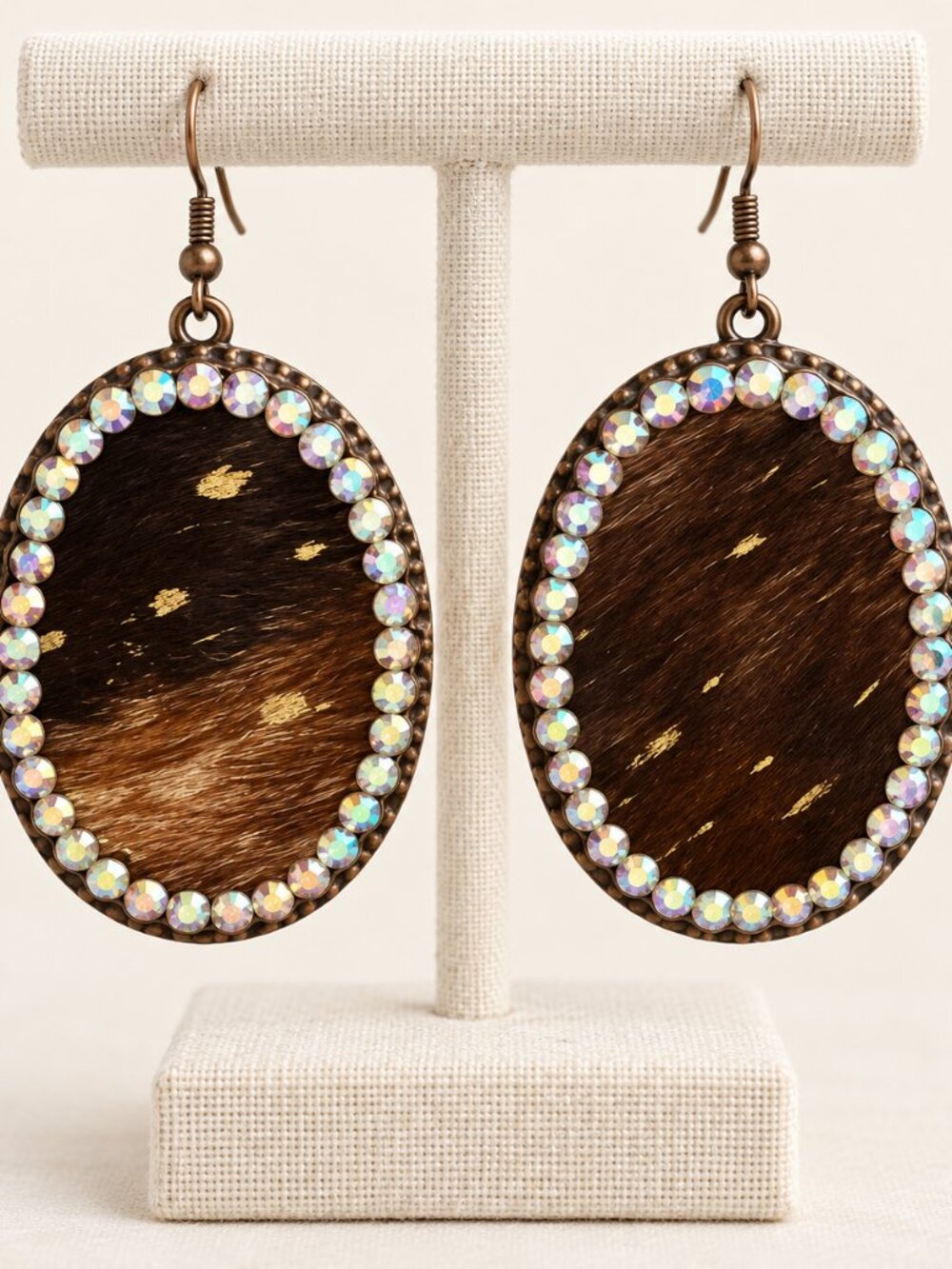Animal Print With Rhinestones Earrings